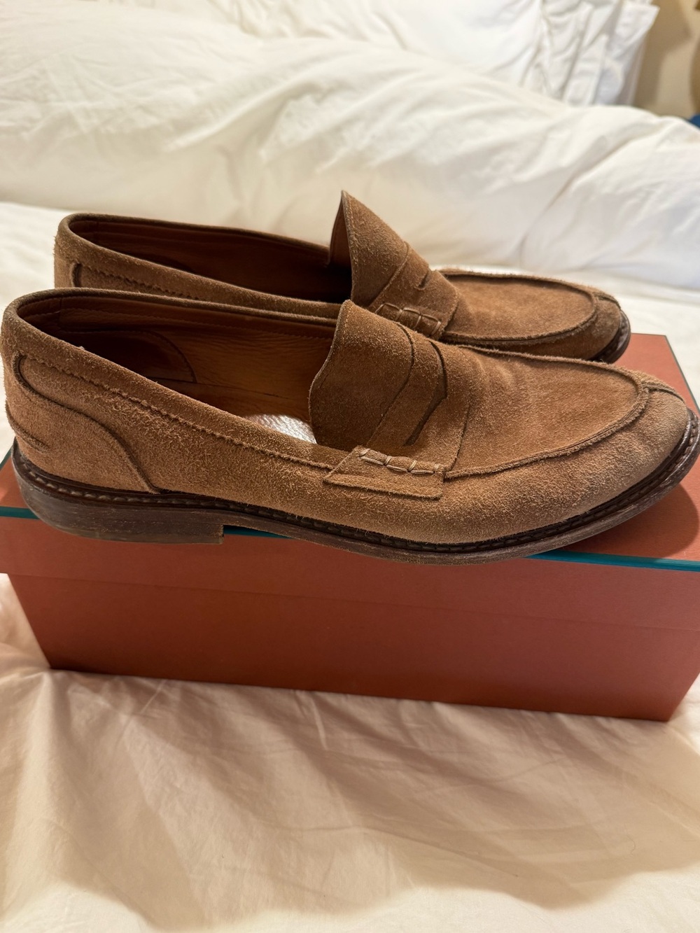 Brunello Cucinelli Tan Suede Penny Loafers - Picture 5 of 6